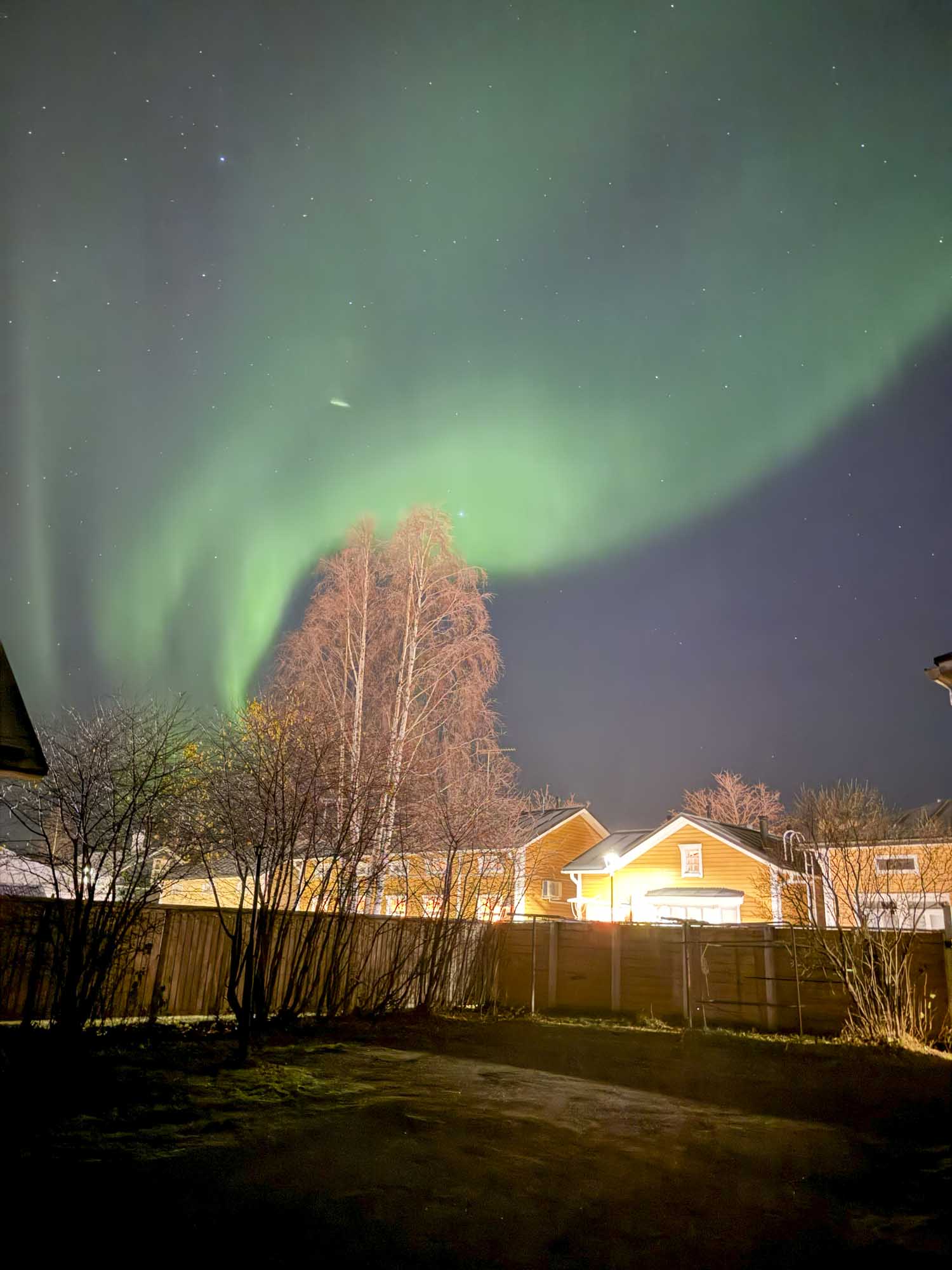 Northern Lights over the courtyard